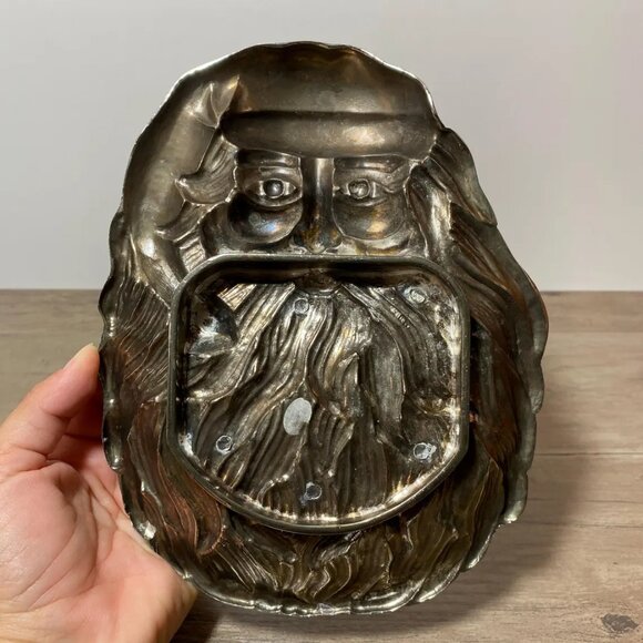 Christmas Santa Candy or Cookie Dish Silver Plated Pewter Holiday Decor - Picture 4 of 4